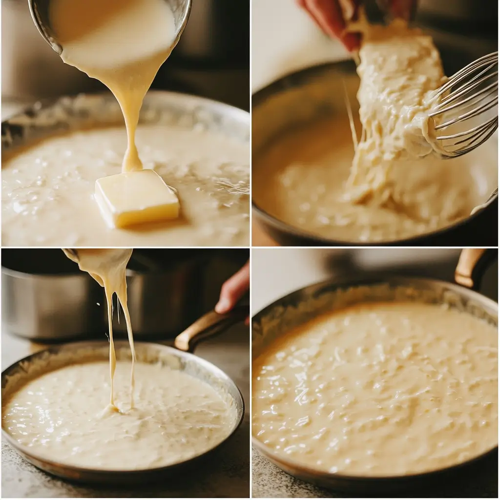 Breaking Down The Sauce In Chicken Pot Pie: What It's Made Of And How To Perfect It 1 A collage of steps to make chicken pot pie sauce, from ingredients to a creamy finished sauce.