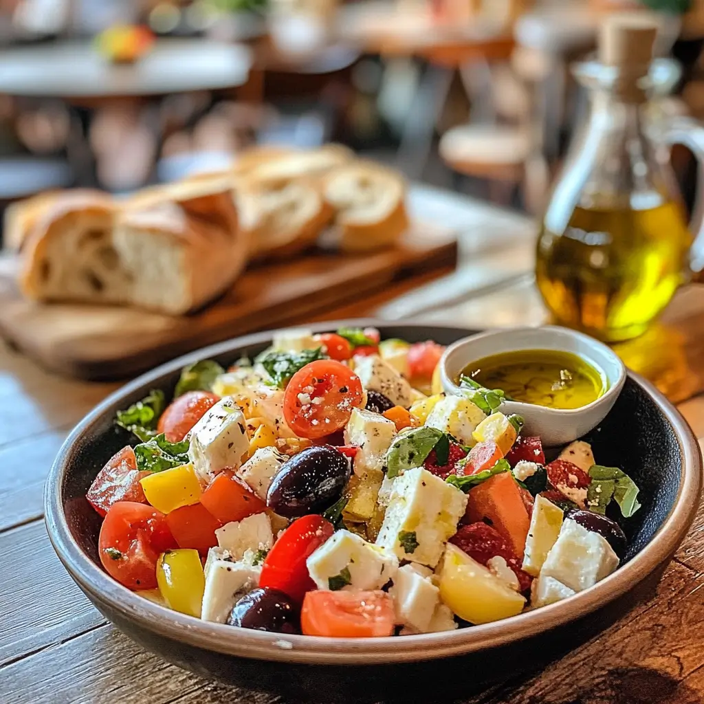 Antipasto Salad Recipe: A Flavor-Packed Italian Classic Made for American Tables 2 Antipasto salad served with bread and wine on a patio table