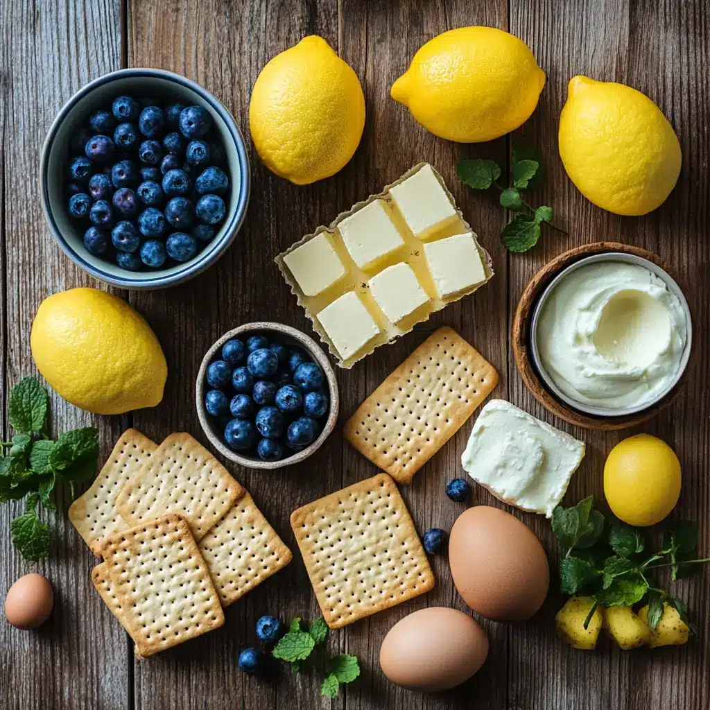 How to Make the Best Lemon Blueberry Cheesecake That Everyone Will Love 2 Cheesecake ingredients laid out on a wooden counter