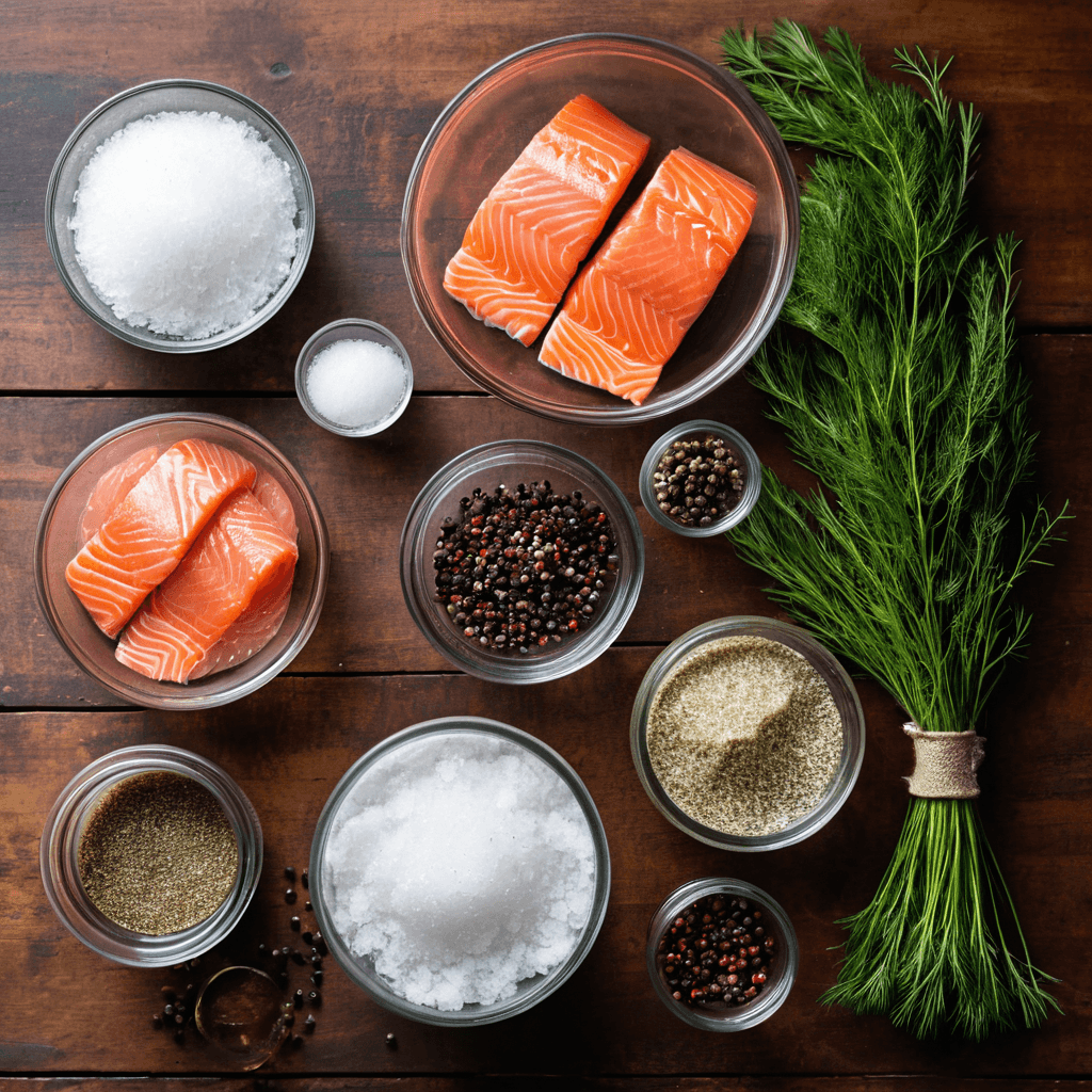 Brine ingredients for smoked salmon.