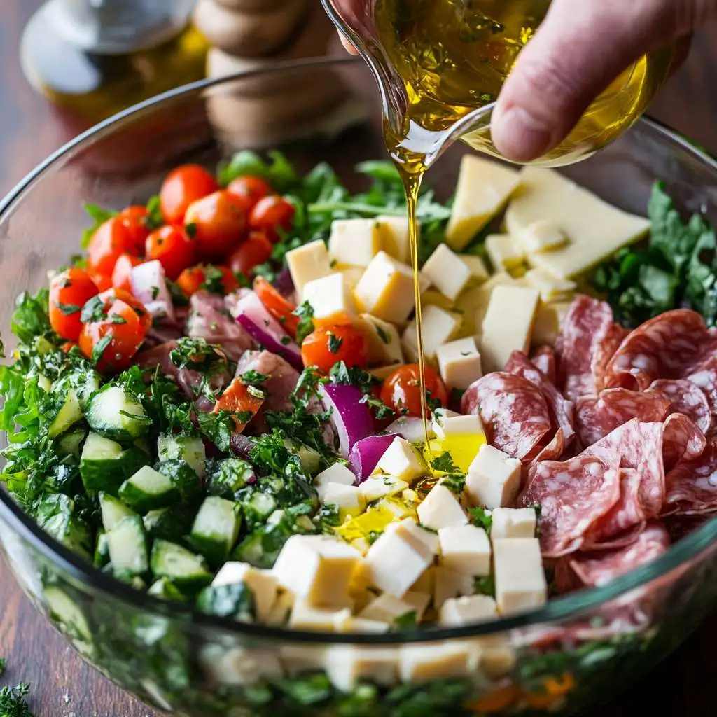 Antipasto Salad Recipe: A Flavor-Packed Italian Classic Made for American Tables 1 Step-by-step assembling of an antipasto salad