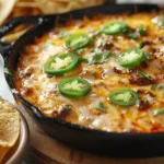 The Ultimate Smoked Queso Recipe: A Flavorful Twist You’ll Love! 13 Smoked queso dip in a skillet with crispy jalapeños and tortilla chips.
