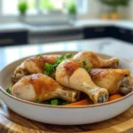 Crispy chicken drumsticks freshly cooked in a home kitchen.