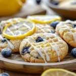 Freshly baked Lemon Blueberry Cookies with lemon glaze