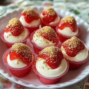 Cheesecake Deviled Strawberries on a plate
