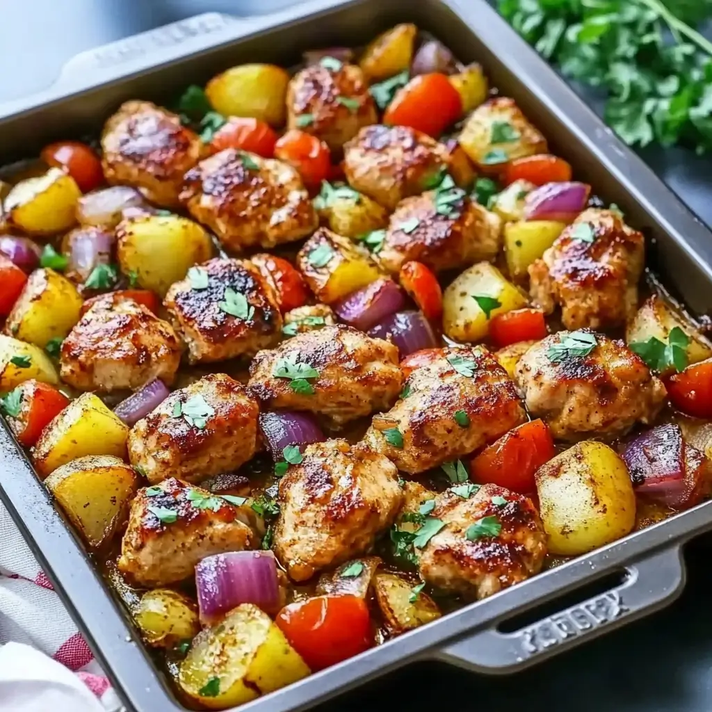 Hawaiian Chicken Sheet Pan with Pineapple and Peppers