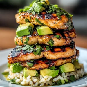 Honey Lime Chicken Stack with Avocado Rice