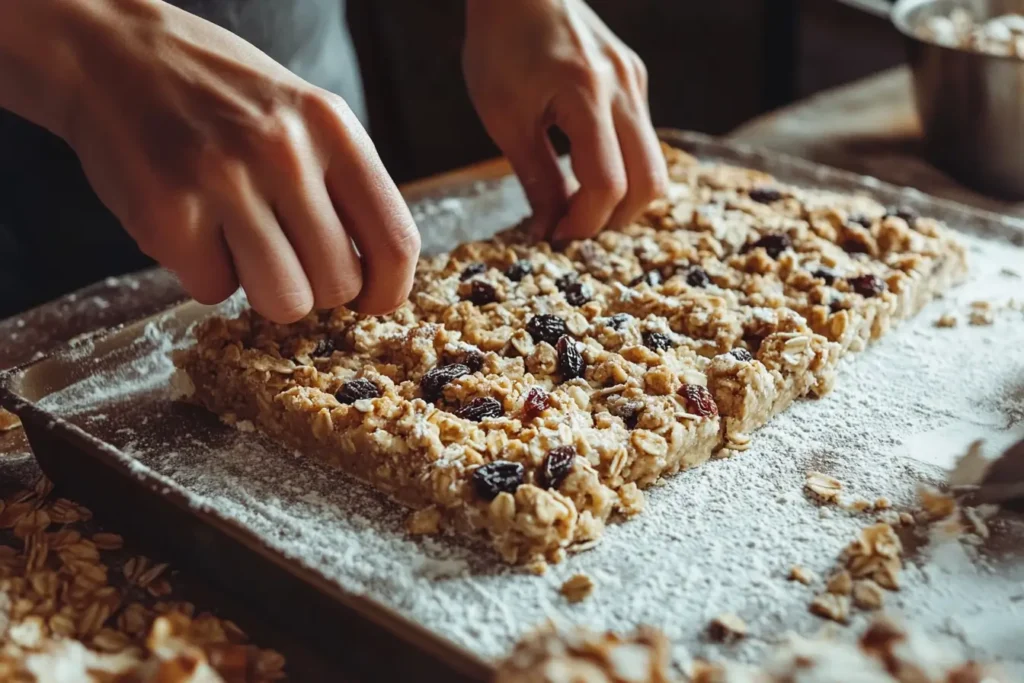 Oatmeal Raisin Cookie Bars: A Chewy, Comforting Summer Treat 2 Mixing and preparing oatmeal raisin bar batter