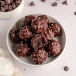 No-Bake Brownie Bites on rustic plate