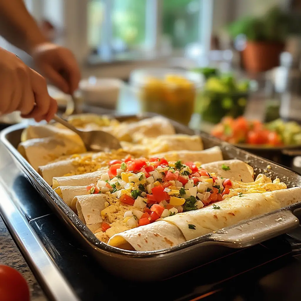 Breakfast Enchiladas: A Delicious Spring Brunch Favorite 2 Preparing ingredients for breakfast enchiladas