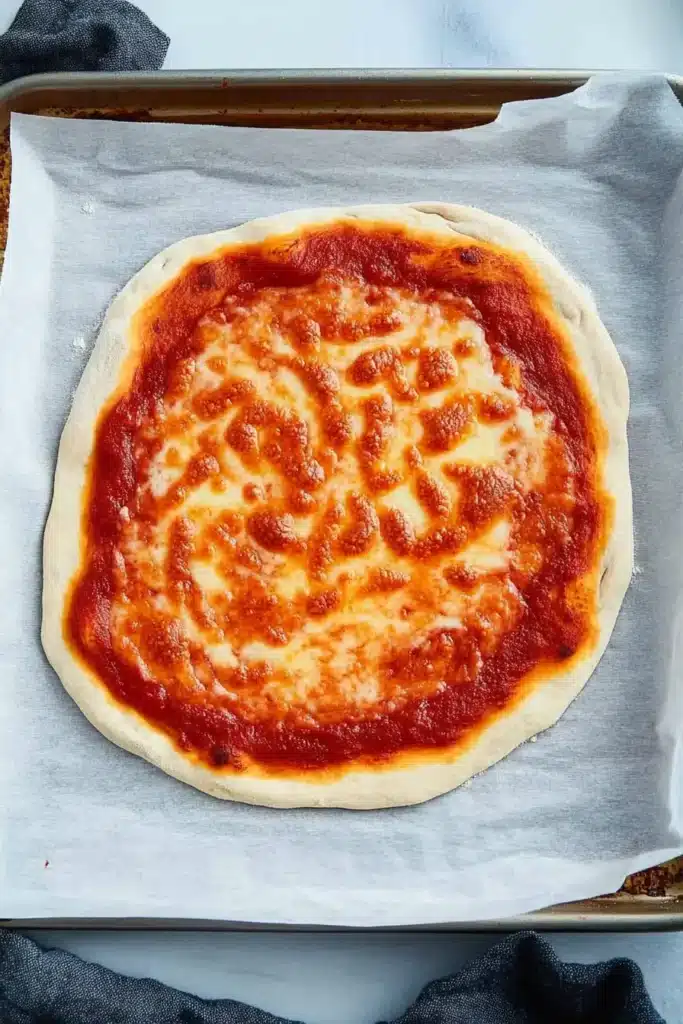 Cottage Cheese Pizza Crust: The Healthy, Cheesy Twist You’ll Love 10 Cottage Cheese Pizza Crust topped with sauce and mozzarella