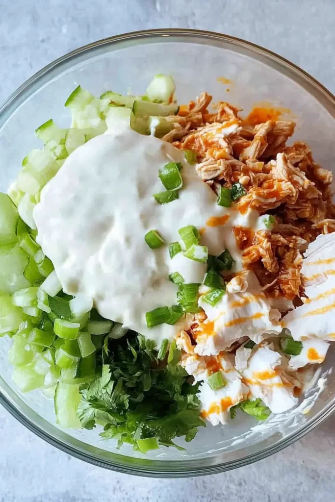 Buffalo Chicken Salad That Packs Flavor and Protein in Every Bite 8 Mixing Buffalo Chicken Salad