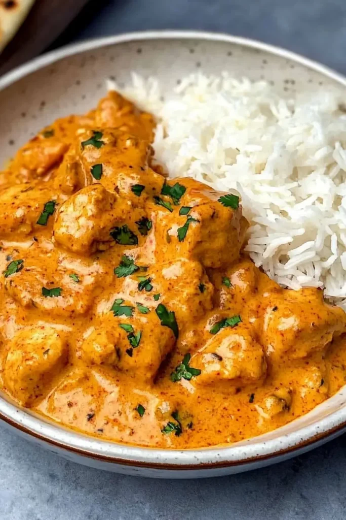 Butter Chicken Recipe That Tastes Like Home 8 Served Butter Chicken with Rice and Naan
