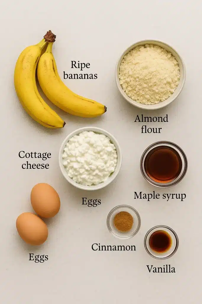 Cottage Cheese Banana Bread: A Deliciously Moist and Protein-Packed Twist 4 Cottage Cheese Banana Bread ingredients flat lay
