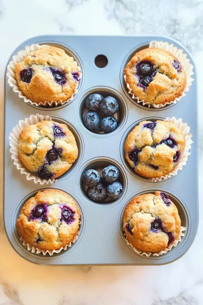 Cottage Cheese Blueberry Muffins: A Deliciously Healthy Treat 10 baked Cottage Cheese Blueberry Muffins cooling on rack