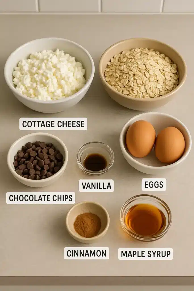 Cottage Cheese Muffins: The Protein-Packed Morning Treat That Actually Tastes Good 5 Ingredients for cottage cheese muffins in small bowls