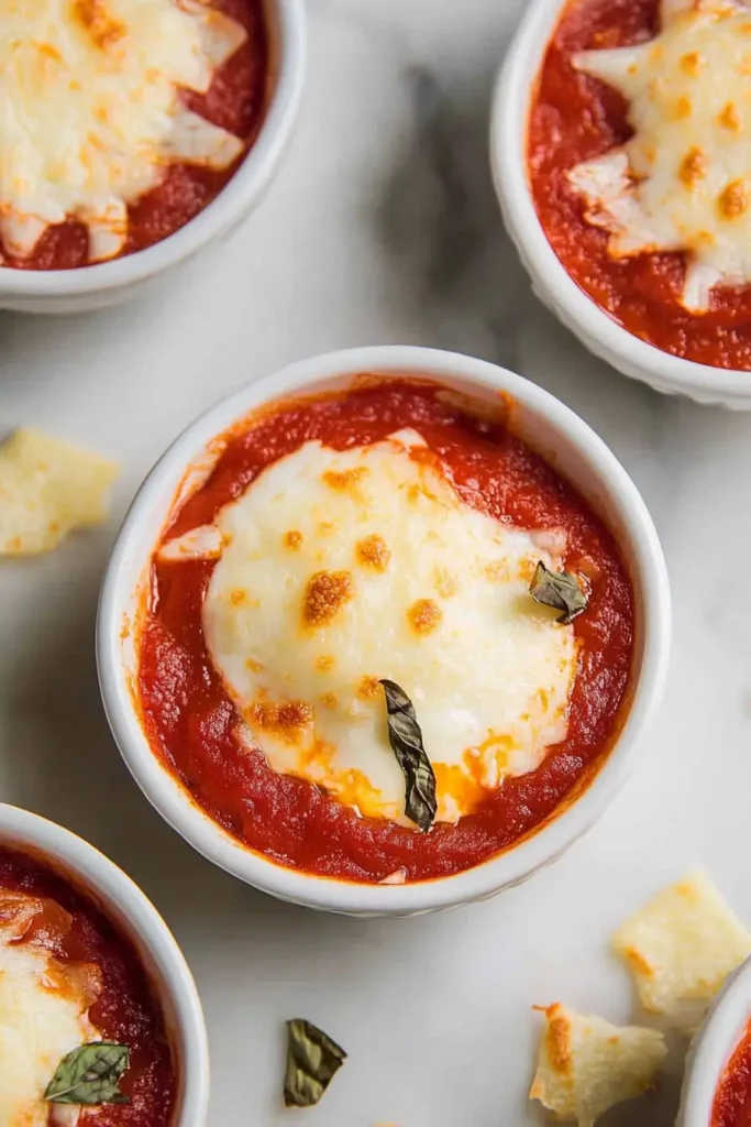 Cottage Cheese Pizza Bowls: A Cheesy Comfort Classic With a Protein Twist 9 Mozzarella and pepperoni layered in Cottage Cheese Pizza Bowl