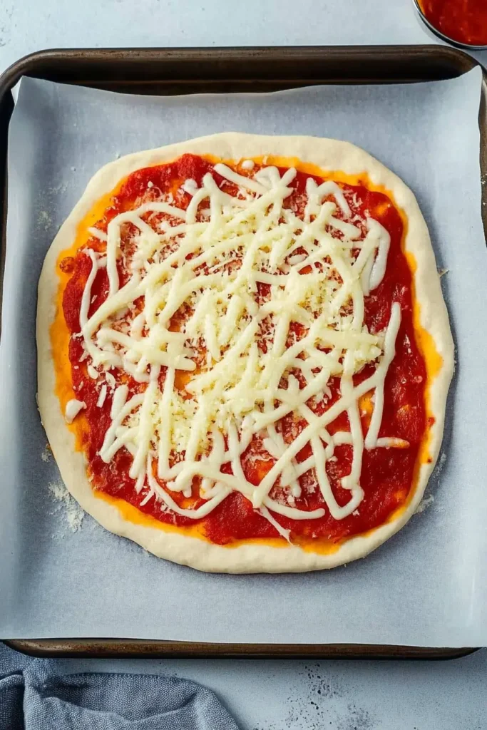 Cottage Cheese Pizza Crust: The Healthy, Cheesy Twist You’ll Love 11 Cottage Cheese Pizza Crust topped with sauce and mozzarella 2