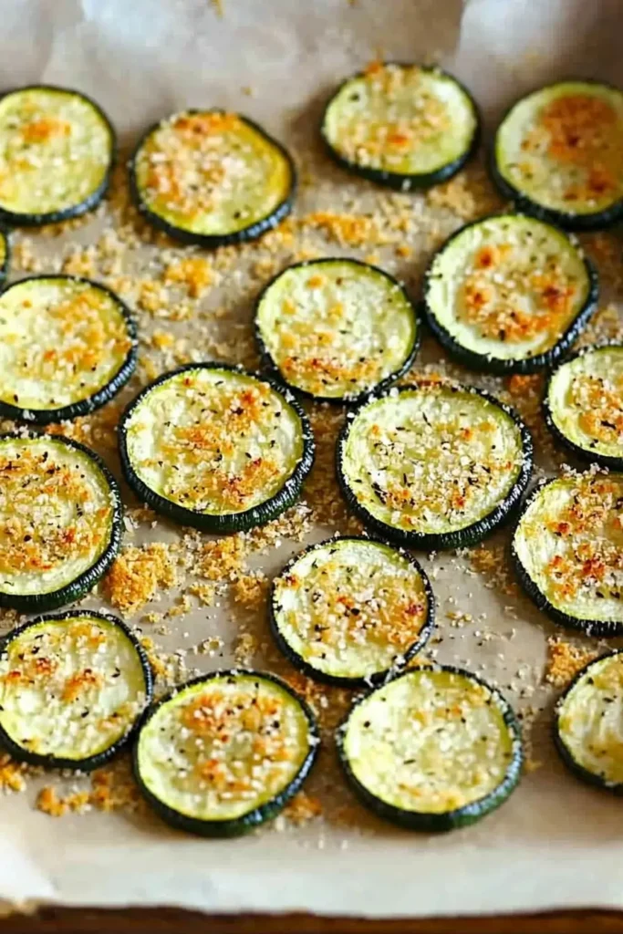Crispy Zucchini Chips Recipe: Crunchy, Addictive, and Oven-Baked to Perfection 9 salted zucchini slices for crispy chips