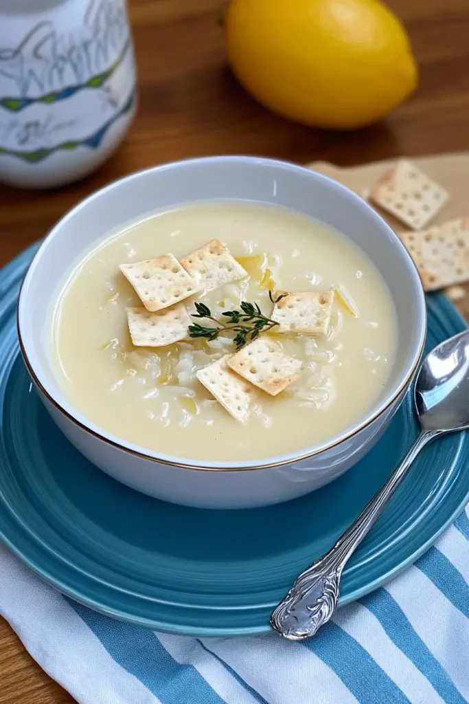 Greek Lemon Rice Soup: A Zesty Bowl of Comfort That Tastes Like Home 7 Greek Lemon Rice Soup served with pita bread and mezze platter