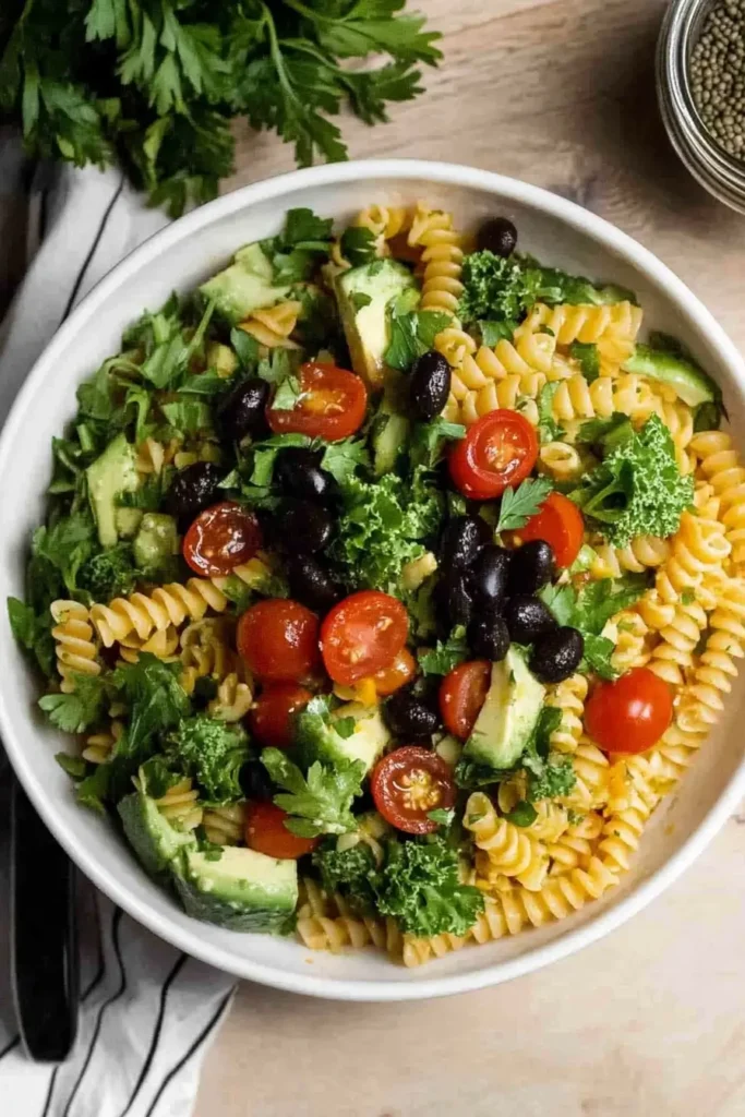 High Protein Pasta Salad That Packs a Flavor Punch 8 rinsing chickpea pasta for high protein salad
