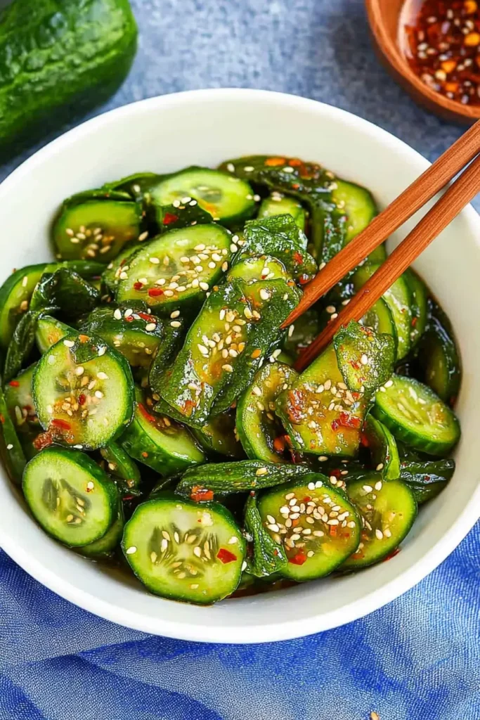 Korean Cucumber Salad That Packs Crunch and Spice 6 Korean cucumber salad served with grilled meat