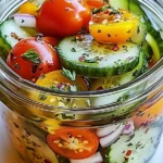 Marinated Cucumbers, Onions, and Tomatoes: A Fresh Flavor Burst for Every Season 5 Marinated cucumbers, onions, and tomatoes in bowl