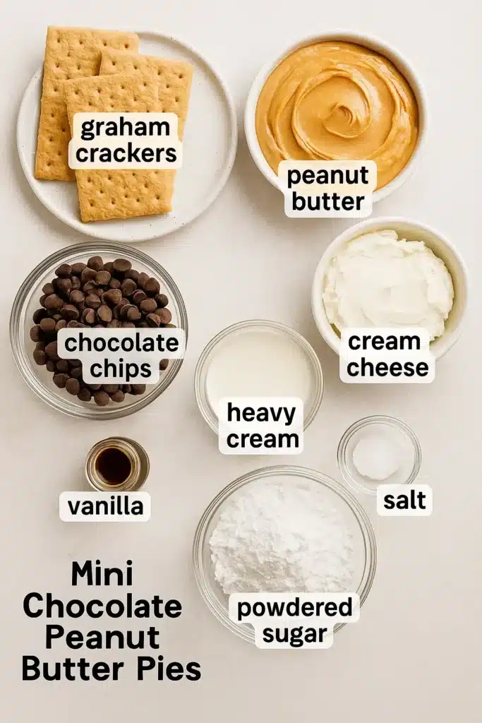 Mini Chocolate Peanut Butter Pies: No-Bake Delight with a Creamy Crunch 4 Ingredients for Mini Chocolate Peanut Butter Pies