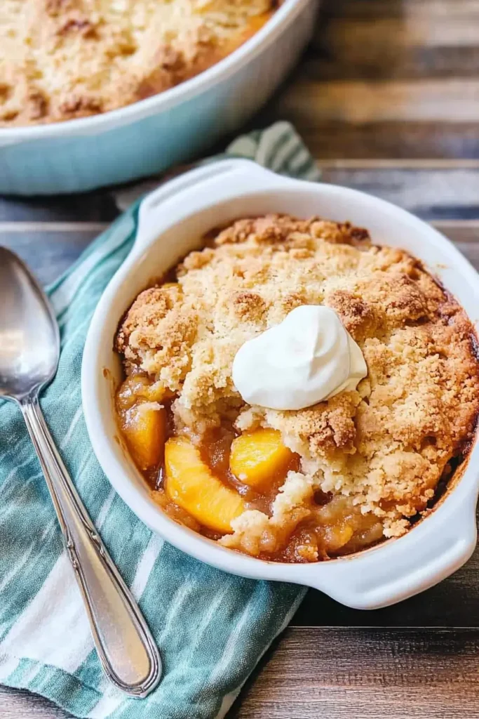 Peach Cobbler Recipe That Tastes Like Summer 6 serving peach cobbler recipe with vanilla ice cream