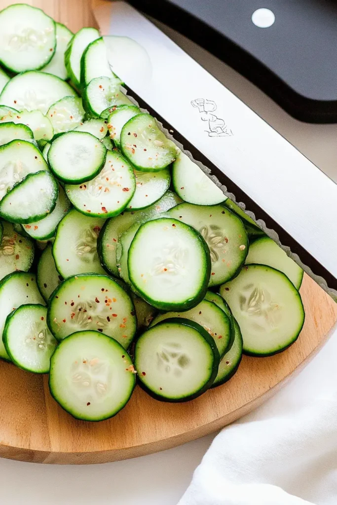 Peanut Chili Crisp Cucumber Salad That Packs a Punch 9 Seedless cucumbers sliced and salted for peanut chili crisp cucumber salad