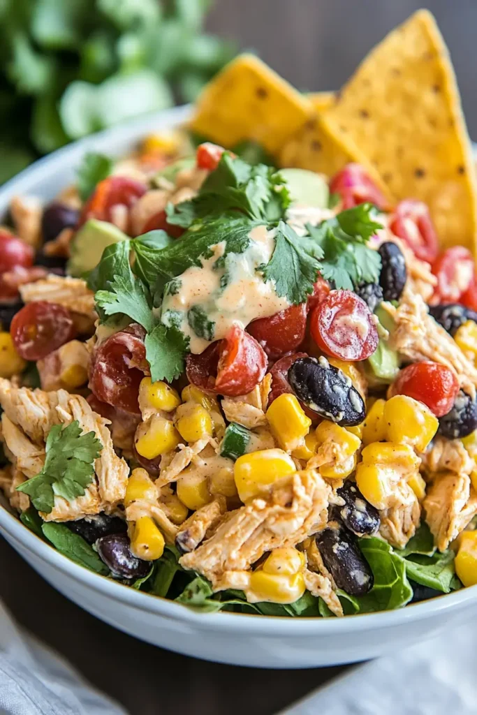 Zesty Southwest Chicken Salad Recipe: Bold, Fresh & Easy Weeknight Favorite 6 Serving Zesty Southwest Chicken Salad Recipe with Chips
