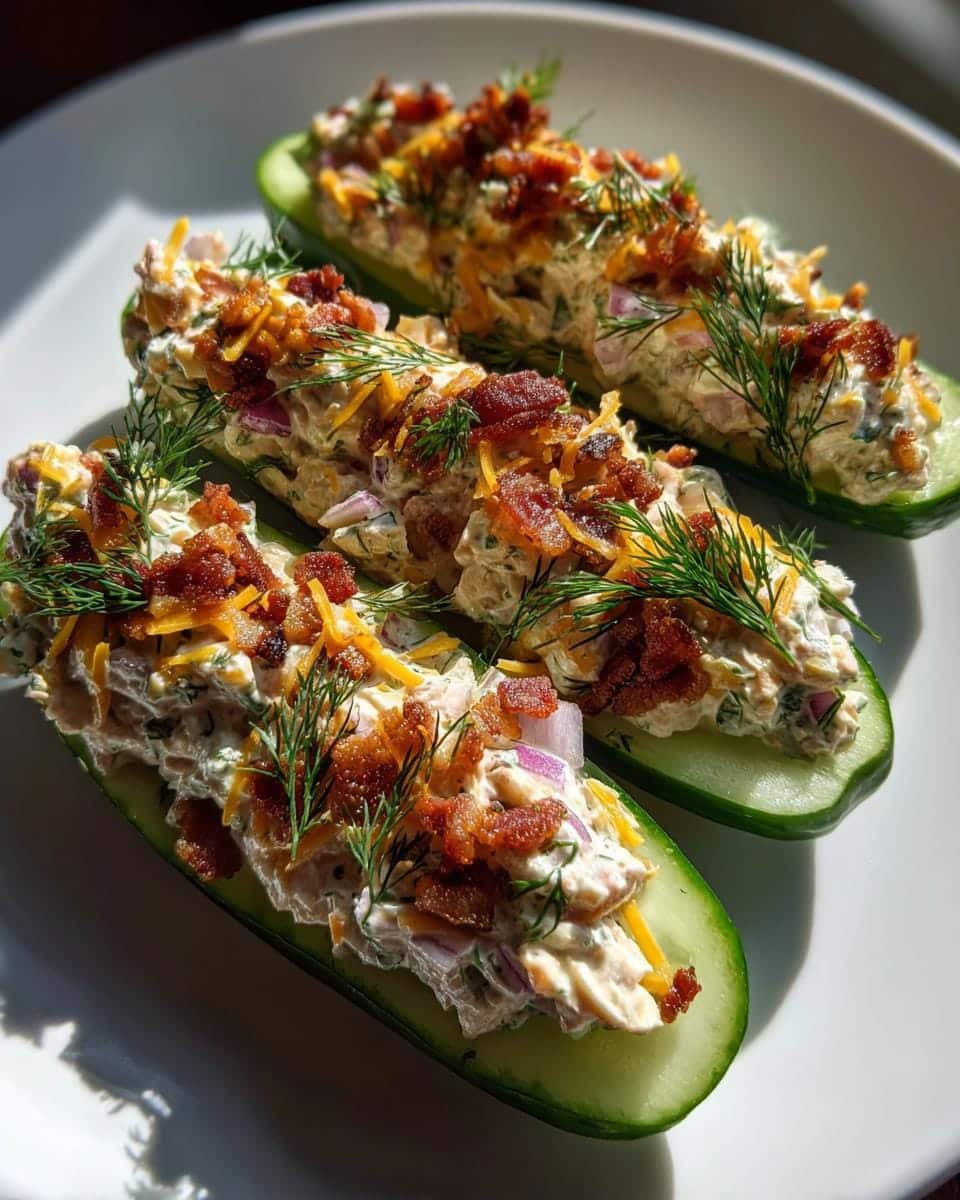 Irresistible Bacon Ranch Chicken Salad Cucumber Boats Recipe in 20 Min 6 Bacon Ranch Chicken Salad Cucumber Boats - detail 1