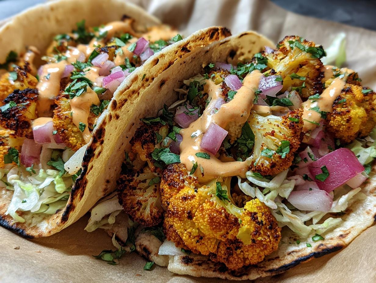 Crispy Cauliflower Tacos with Chipotle Cream in 40 Minutes