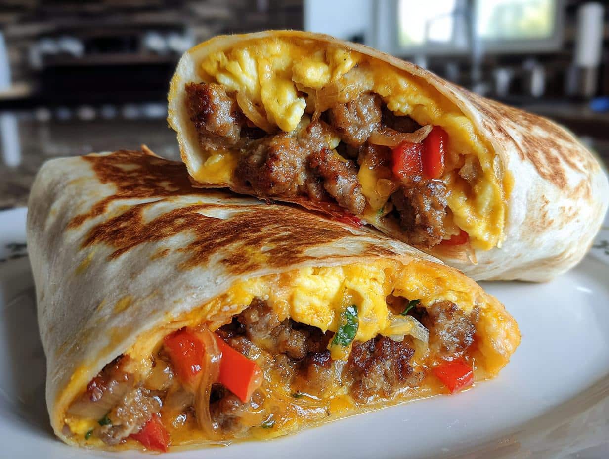 Cheesy Sausage Breakfast Burritos in 25 Minutes—Unbeatable!