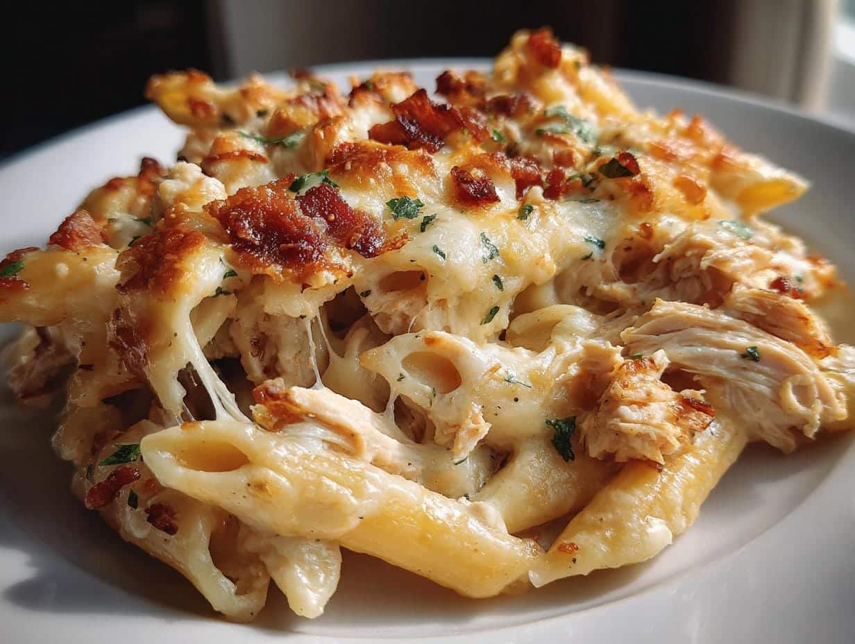 Irresistible Chicken Bacon Ranch Baked Penne in 30 Mins