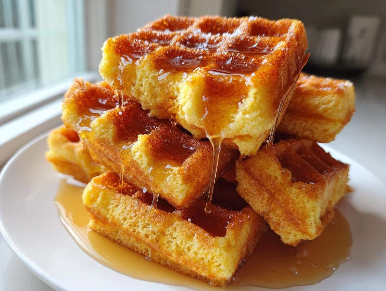 Irresistible 30-Minute Cornbread Waffle Bites with Honey Butter Syrup