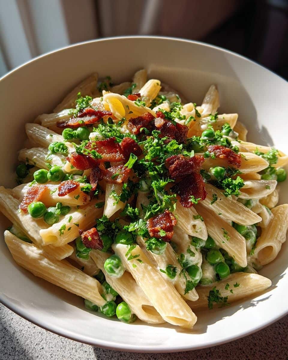 Creamy Pea and Bacon Pasta Salad in 25 Minutes - So Good! 10 Creamy Pea and Bacon Pasta Salad - detail 4