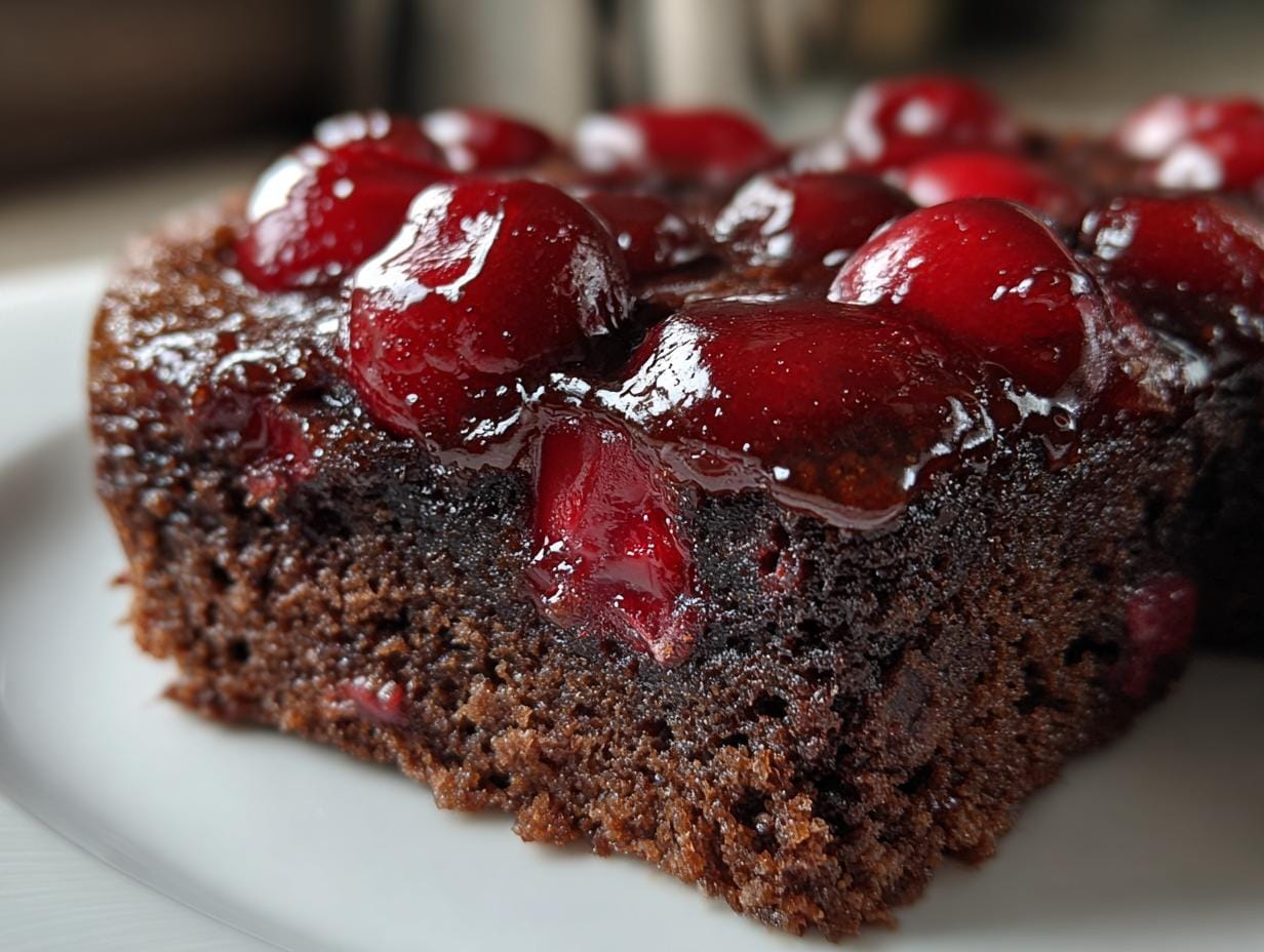 40-Minute Decadent Chocolate Cherry Upside Down Cake Bliss