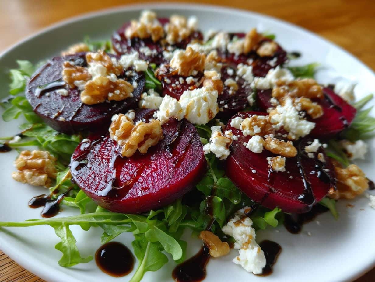 3 Secrets to the Best Beet Salad with Arugula Balsamic Vinaigrette