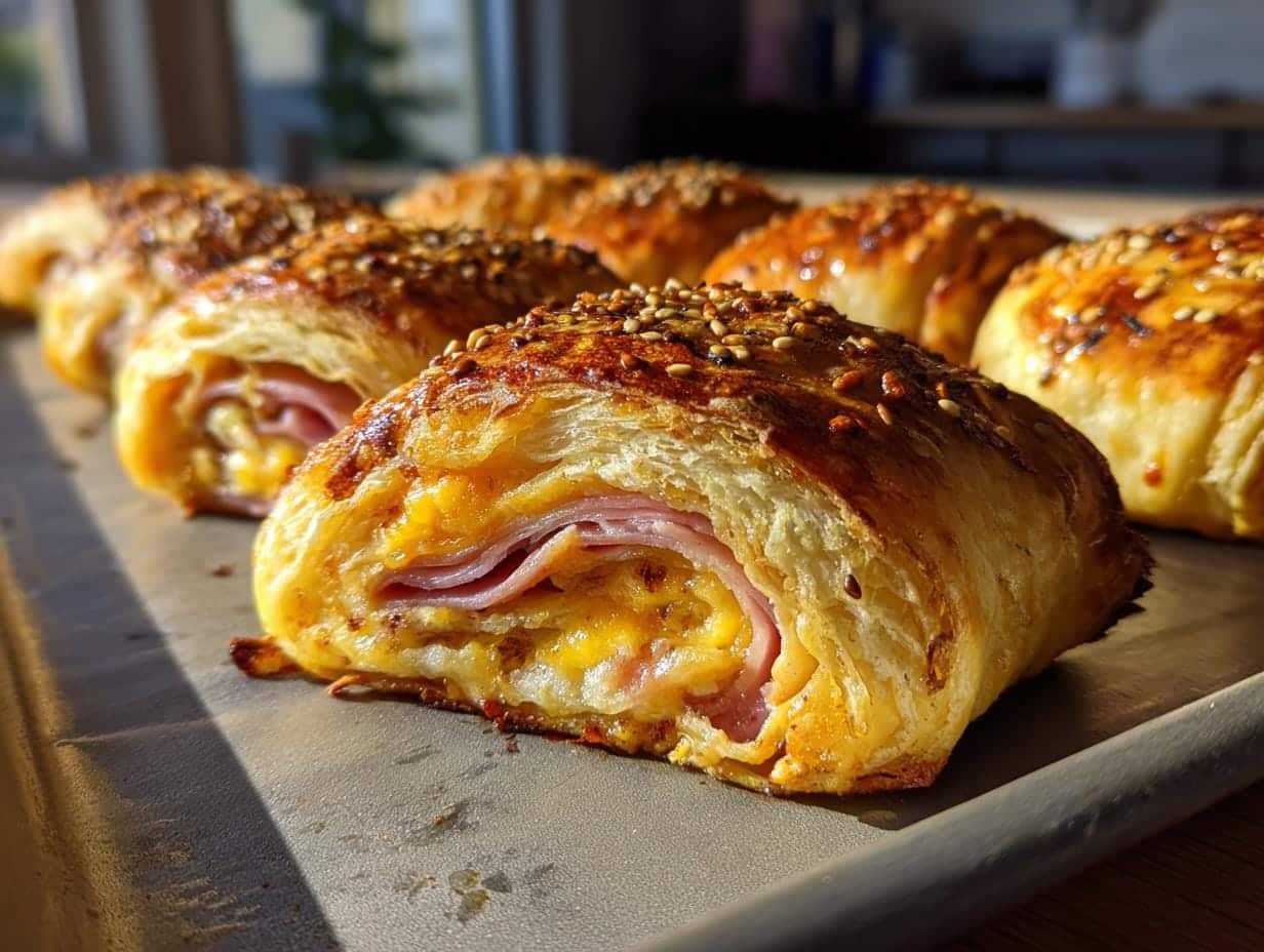 6-Ingredient Easy Baked Ham And Cheese Pinwheels (Irresistible!)