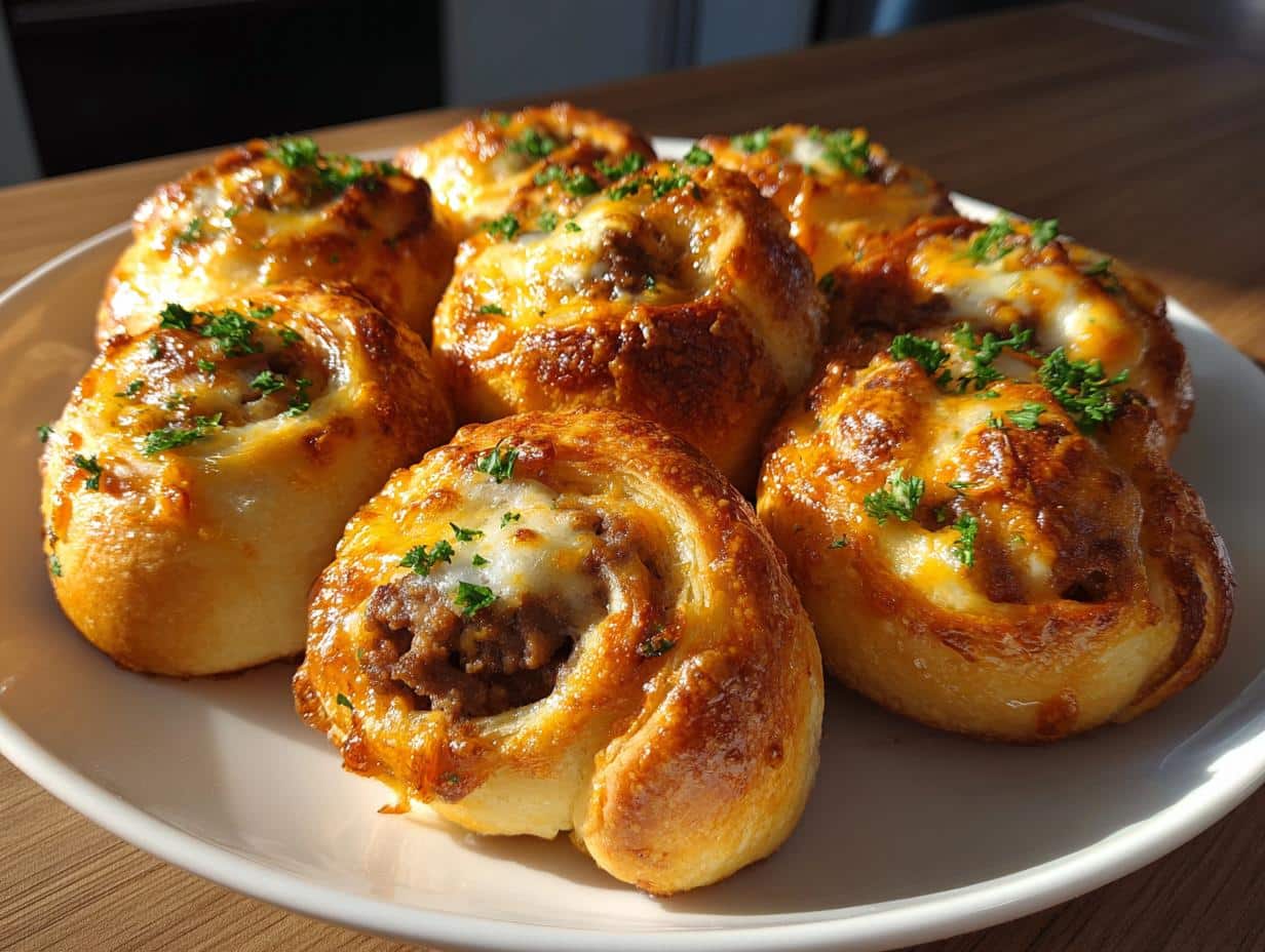 “7 Irresistible Garlic Butter Cheeseburger Rollups with Melty Cheese Bliss”