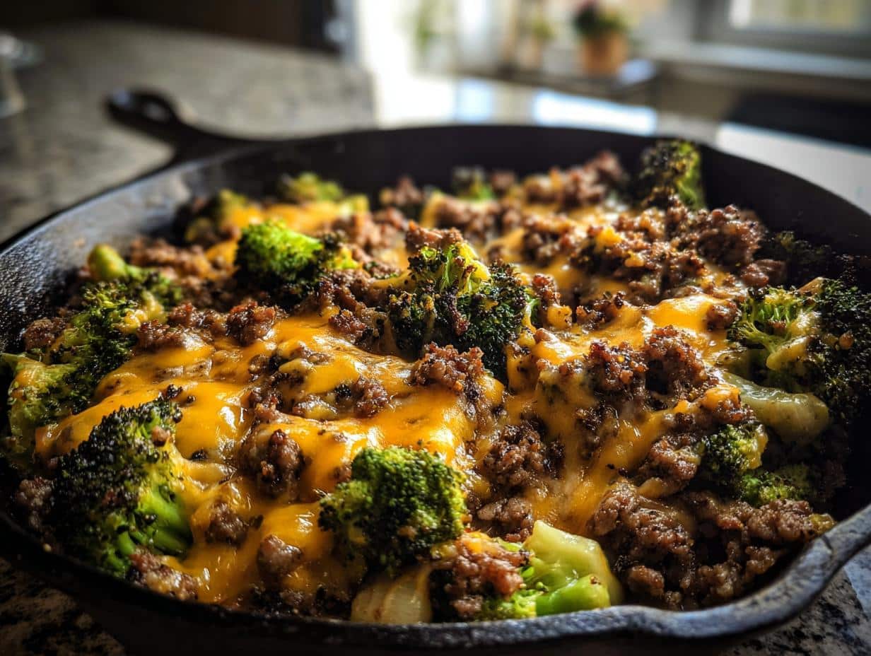 20-Minute Keto Hamburger Broccoli Skillet – Insanely Easy & Cheesy
