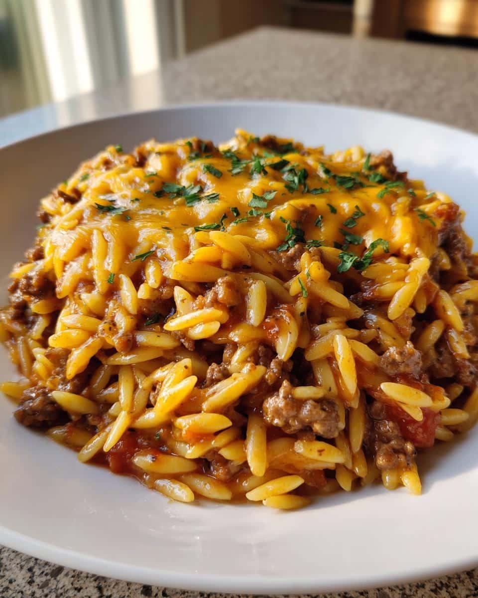 Savory One-Pot Cheeseburger Orzo Skillet in 30 Minutes! 7 One-Pot Cheeseburger Orzo Skillet - detail 2