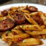 One-Skillet Spicy Honey BBQ Sausage & Pasta in 20 Minutes 9 One-Skillet Spicy Honey BBQ Sausage & Pasta