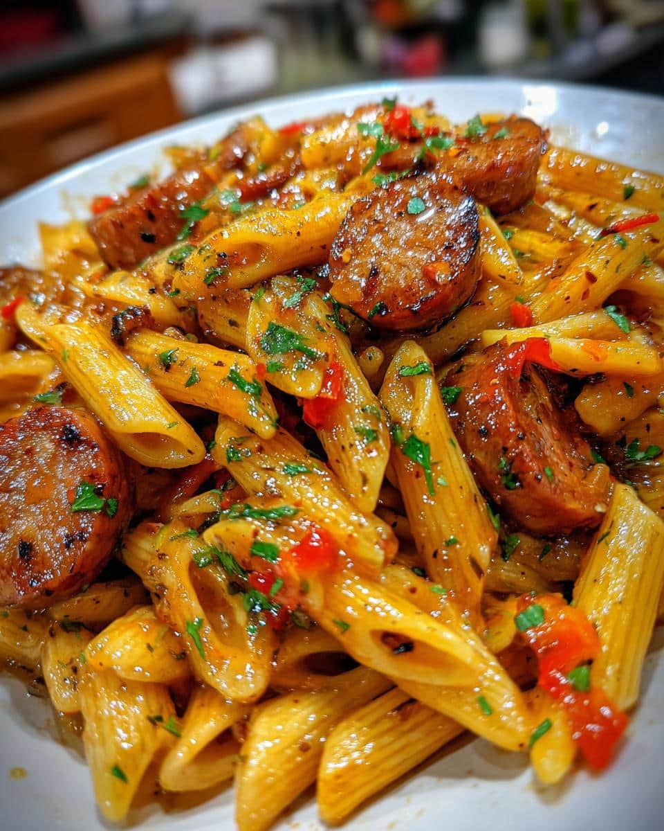 One-Skillet Spicy Honey BBQ Sausage & Pasta in 20 Minutes 7 One-Skillet Spicy Honey BBQ Sausage & Pasta - detail 2