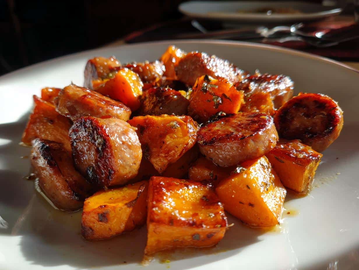 Savory 30-Minute Sausage and Sweet Potatoes with Honey Garlic Bliss