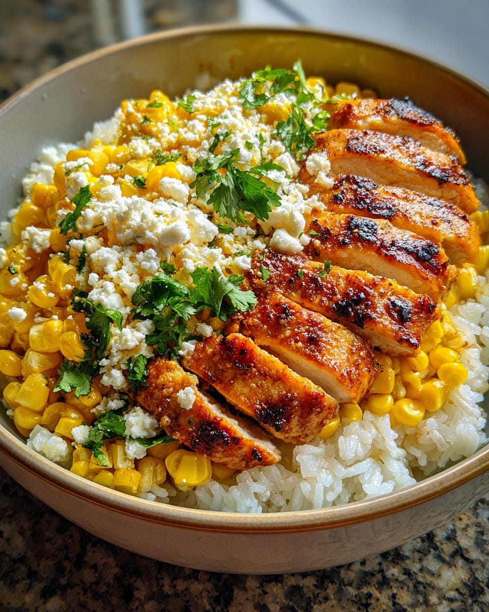 Street Corn Chicken Rice Bowl Recipe in Just 20 Minutes - Blissful! 5 Street Corn Chicken Rice Bowl - detail 1
