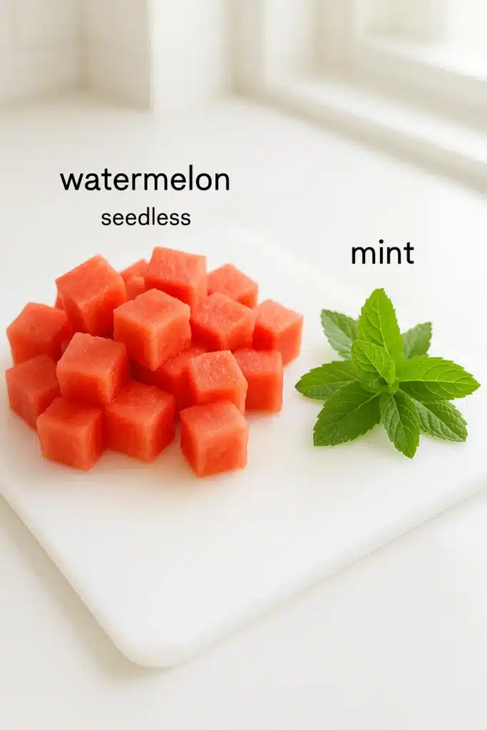 Watermelon Mint Juice – A Fresh Summer Favorite That Revives 5 Watermelon and Fresh Mint on Cutting Board