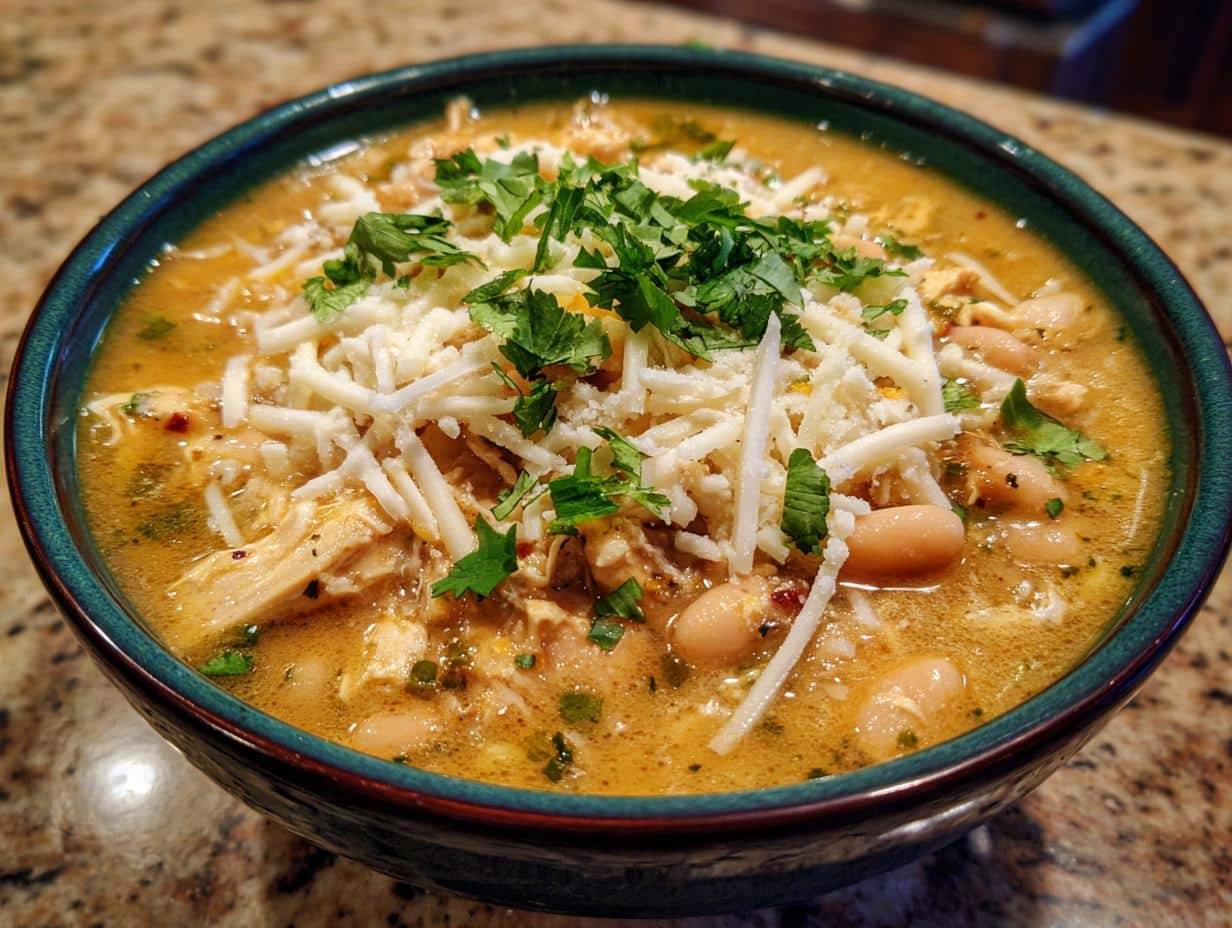 Savory White Cheddar Apple Chicken Chili in 45 Minutes