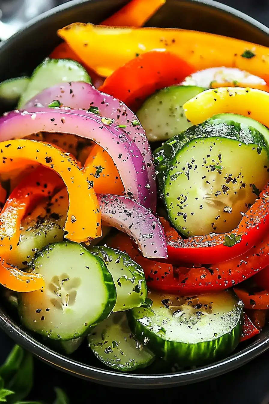 Cucumber Sweet Pepper Salad That Pops with Flavor and Color